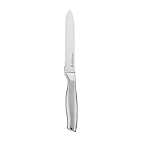 ZWILLING HENCKELS Modernist Razor-Sharp 5-inch Serrated Utility Knife, Tomato Knife, German Engineered Informed by 100+ Years of Mastery, Gray
