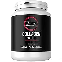 Dulàc - Collagen Peptides Powder + HYALURONIC Acid and VIT C Made in Italy, 17.63 Oz - Bovine Collagen Powder Lactose-Free, Unflavoured, 0% Additives