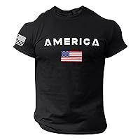 4th of July T-Shirts for Men Patriotic Shirt USA Flag Print Pattern Short Sleeve Summer Shirts Muscle Tee Shirts Casual Top