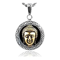 Stainless Steel Good Luck Buddha Pendant Necklace, Unisex, 22