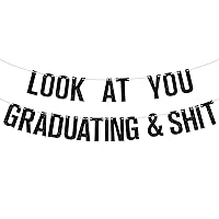 Look At You Graduating Banner,Congrats Grad/So Proud of You,Class of 2024 High School College Universary Graduation Party Decorations Supplies