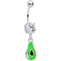 Body Candy Womens 14G 316L Stainless Steel Navel Ring Piercing Brown Green Avocado Dangle Belly Button Ring