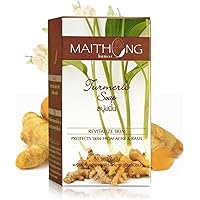 Maithong Natural Turmeric Soap - Provides moisture and revitalizes your skin, Protects Skin from Acne & Rash, Reduce Black Spots, Herbal Soap Bars 100g
