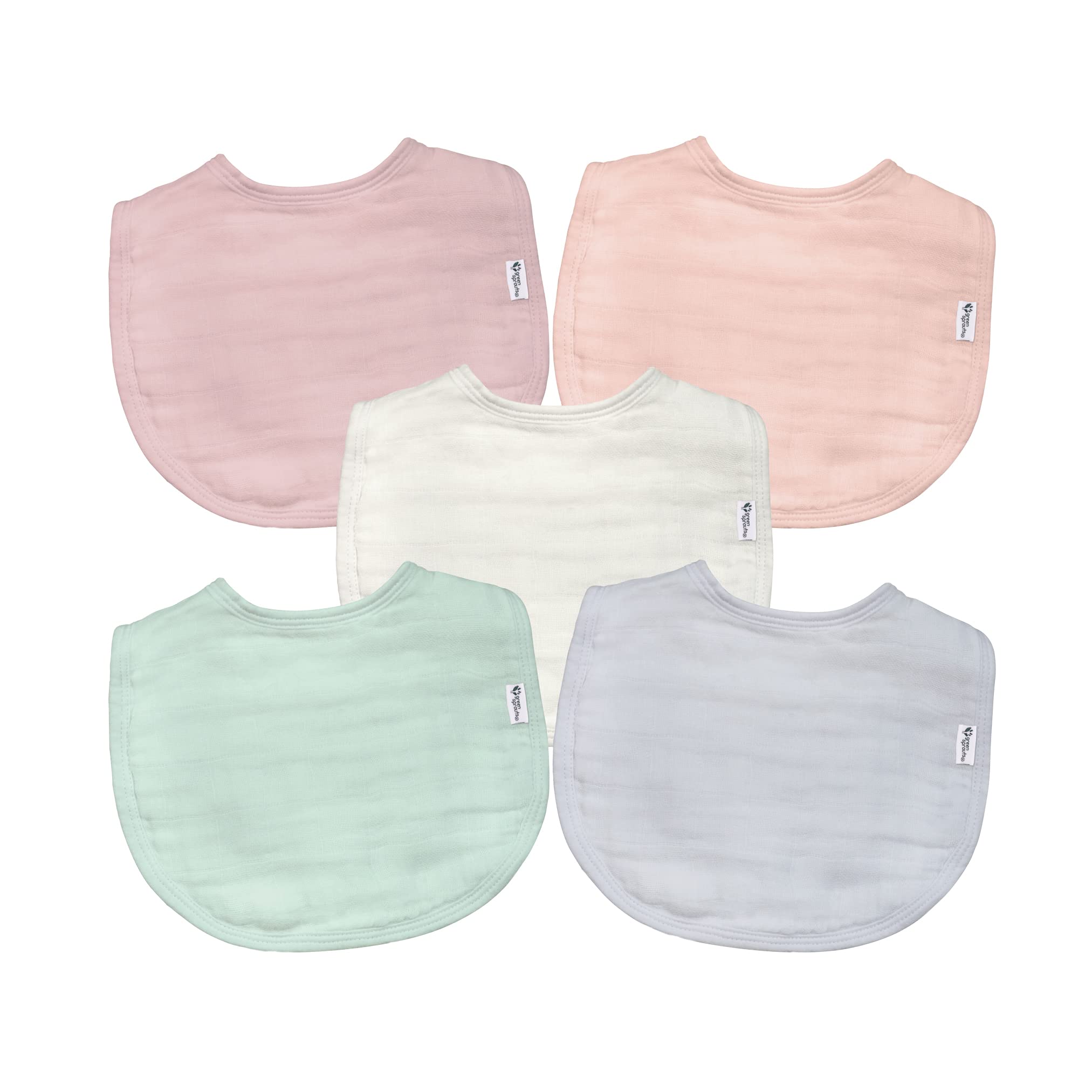 Green Sprouts Unisex Baby Adjustable Bib, Rose, Small US