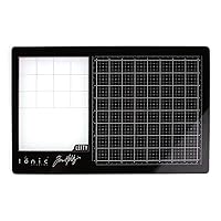 Tim Holtz Travel Glass Cutting Mat - Left Handed Portable Work Surface with 8x8 Measuring Grid and Palette for Mixed Media - Art Supplies with Carry Case