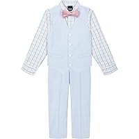 IZOD Boys' 4-Piece Set with Collared Dress Shirt, Tie, Vest, and Pants