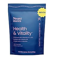 Neuro Mints | Health and Vitality Mints | Vitamin A, C, D3, E, B3, B6, B12, Folate | All Natural + Sugar Free + Vegan + Keto | Multivitamin Supplement for Adults | Blueberry Guava (180 Mints)