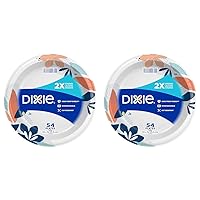 Dixie Paper Plates, 10 1/16 inch, Dinner Size Printed Disposable Plate, 54 Count (2 Pack of 54 Plates), Packaging and Design May Vary