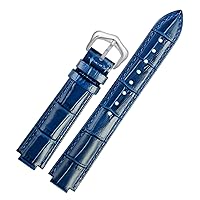 Genuine Leather watchband for Ballon Bleu Wrist Band Men Female Convex Leather Strap 14 * 8mm 18 * 11mm 20 * 12mm Fashion Bracelet (Color : Beige, Size : 18-11mm)
