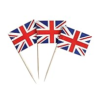 100 Pack United Kingdom Flag British Toothpick Flags, Cocktail Picks Mini Stick Cupcake Toppers Country Picks Party Decoration Celebration Cocktail Food Bar Cake Flags (United Kingdom)