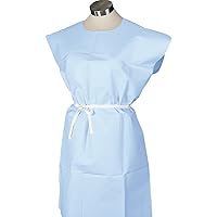 Avalon Standard Gowns, Blue (Pack of 50) ― Tissue/Poly/Tissue ― Open-Back, Waist-Tie, Short-Sleeve Medical Gowns ― Disposable Exam Gowns ― Standard Size 30” x 42” ― Latex-Free Medical Supplies (813)