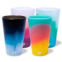 Silipint Silicone Pint Glasses: 4 Pack - Aurora, Moon Beam, Desert Sun, Mountain Air - 16oz Unbreakable, Sustainable, Seasonal Color