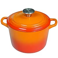 Dutch Oven Pot with Lid 2.8 qt Cast Iron Dutch Oven for Bread Baking Orange Enameled Cast Iron Rice Pot with Handels