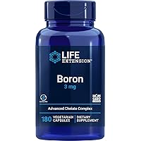Life Extension Boron 3mg 180 Veg Caps - Triple Boron Complex with Boron Citrate, Glycinate, Aspartate - 3 mg Capsules - Enhanced with Vitamin B2