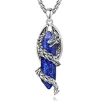 EUDORA Harmony Ball Dragon Necklace for Women Men, Obsidian/Rose Quartz/Amethyst/Lapis Lazuli/Turquoise/Malachite Crystal Lucky Amulet Jewelry Gift, 22