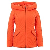 Chic Maxi Hooded Quilted Orange Women's Jacket