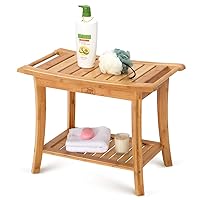 Bamboo Shower Bench Seat with Free Soap Dish, 24