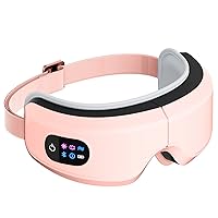 Eye Massager with Airbag Kneading,Constant Temperature Hot Compress, Multi-Frequency Vibration and Bluetooth Music (Large, Pink)
