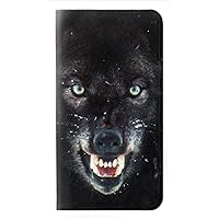 RW2823 Black Wolf Blue Eyes Face PU Leather Flip Case Cover for iPhone 12 Mini