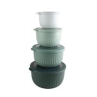 COOK WITH COLOR Prep Bowls with Lids- Deep Mixing Bowls Nesting Plastic Small Mixing Bowl Set with Lids (Sage)