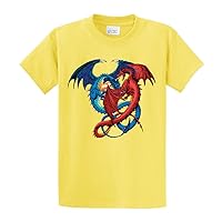 Dragon Red and Blue Dragons Fighting Fantasy Mythical Mother Draco Fire Breathing Serpent