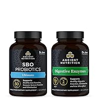 Ancient Nutrition SBO Probiotics Capsules, Ultimate, 60 Count + Digestive Enzymes Capsules, 90 Count
