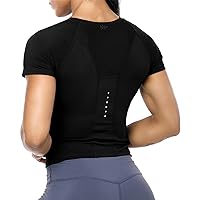 Workout Crop Tops for Women Short Sleeve Workout Shirts for Running Gym Yoga Athletic Exercise