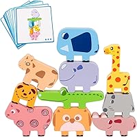 Wooden Stacking Toys for Toddlers Cute Zoo Animals Stacking Blocks Balance Game Preschool Montessori Educational Toys