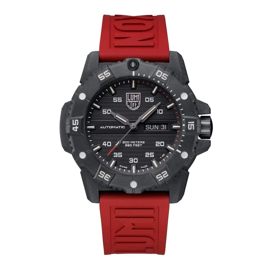 Luminox Master Carbon Seal Automatic XS.3875 Mens Watch 45mm - Military Dive Watch in Red/Black Date and Day Function 200m Water Resistant Sapphire Glass
