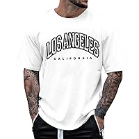 Letter Graphic T Shirts for Men Summer Casual Short Sleeve Cotton Crewneck Shirts Muscle Gym Workout Athletic Shirt