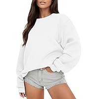 Crewneck Sweatshirts for Women Plain Oversized Sweatshirt Crew Neck Long Sleeve Fleece Pullover Fall Fashion 2023 Y2k Clothes