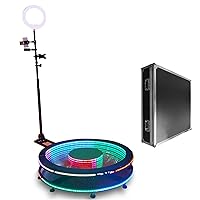 Upgrade 360 Photo Booth Spinner Machine, Rotating Photo Booth Station Props Portable Selfie Platform Stand, for Parties People to Stand on (Size : 100cm/39.4''+Flight Case)