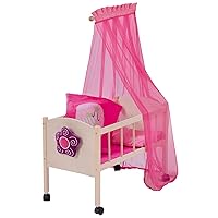 Roba Doll Canopy Bed: Happy Fee - Pink - Includes a Canopy, Blanket & Pillow, Perfect for Taking Care of Your Favorite Baby, Children's Pretend Play, Ages 3+