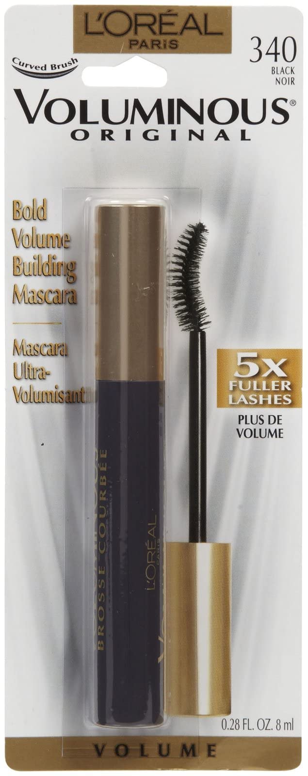 L’Oreal Paris Makeup Voluminous Mascara Original, Curved Brush Lifts & Builds Lashes Up To 5X Volume, Clump Free, Smudge Free, Black, 0.28 Fl Oz