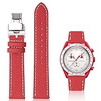 Quick Release Epsom Leather Straps For Omega Speedmaster And MoonSwatch watches, Replacement Calfskin Watch Bands Straps With Deployment Clasp For Omega Watches - Multiple Colors