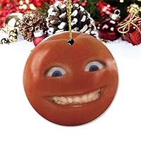 Christmas Ornaments Happy Face Smiling Tomato Round Ceramic Ornament Xmas Gifts Presents Holiday Hanging Keepsake Ornament Funny Christmas Tree Decoration Hanging Pendant