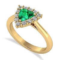 Allurez 14k Gold Diamond and Emerald Trillion Cut Ring (1.28ct)
