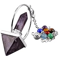 TUMBEELLUWA Healing Crystal Quartz 7 Chakra Pendulum Dowsing Gemstone Divination Reiki Stone