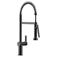 Moen CIA Matte Black Pre-Rinse Spring Kitchen Faucet with PowerBoost Pro, 7822BL