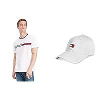 Tommy Hilfiger Men's Short Sleeve Signature Stripe Graphic T-Shirt, Bright White + Tommy White, SM + OS