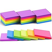 (24 Pack) Sticky Notes 3x3 in Post Bright Stickies Colorful Super Sticking Power Memo Pads, Strong Adhesive, 74 Sheets/pad