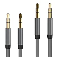 TALK WORKS Aux Cable 3.5mm Audio Cord for Car (2 Pack) 6ft Long Heavy Duty Male to Male Jack Auxiliary Cord Extension Adapter for Apple iPhone, Android for Samsung Galaxy, Headphones, Stereo- Charcoal