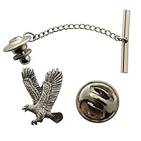 Flying Eagle Tie Tack ~ Antiqued Pewter ~ Tie Tack or Pin - Antiqued Pewter
