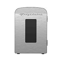 Frigidaire Portable 9-Can Mini Cooler Fridge, 5L, Brushed Stainless Rugged, Window, EFMIS189-SS, Clear Door, Glass