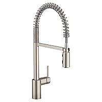 Moen Align Spot Resist Stainless One Handle Pre-Rinse Spring Pulldown Kitchen Sink Faucet with Power Boost for a Faster Clean, Kitchen Faucet with Pull Down Sprayer for Bar, Farmhouse, 5923SRS