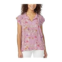 Buffalo Women's Top Size 2XL (XXL) Ladies' Flutter Sleeve Floral Purple