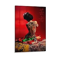 Japanese Geisha Woman Wall Art Samurai Tattoo Poster Sexy Asian Girl Poster (9) Canvas Painting Posters And Prints Wall Art Pictures for Living Room Bedroom Decor 16x24inch(40x60cm) Frame-style