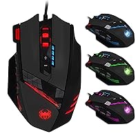 Gaming Mouse, Lychee USB Wired Optical Gaming Mice, 4000 DPI Professional 12 Buttons Programmable Gamer Mouse with RGB Backlit, Adjustable 2.4G Acceleration for Laptop/ PC/ Computer