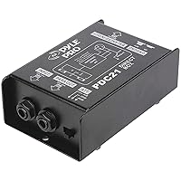 Pyle Premium Direct Injection Audio Box - Passive DI Unit Hum Eliminator w/ Input Attenuator to Connect Guitar & Bass, 1/4'' Impedance Transformer Connector to Balanced & Unbalanced XLR, Black