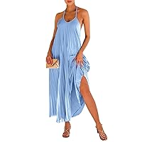 Sundresses for Women 2024 Solid Color Classic Sexy Casual Fashion with Sleeveless Spaghetti Strap Dresses